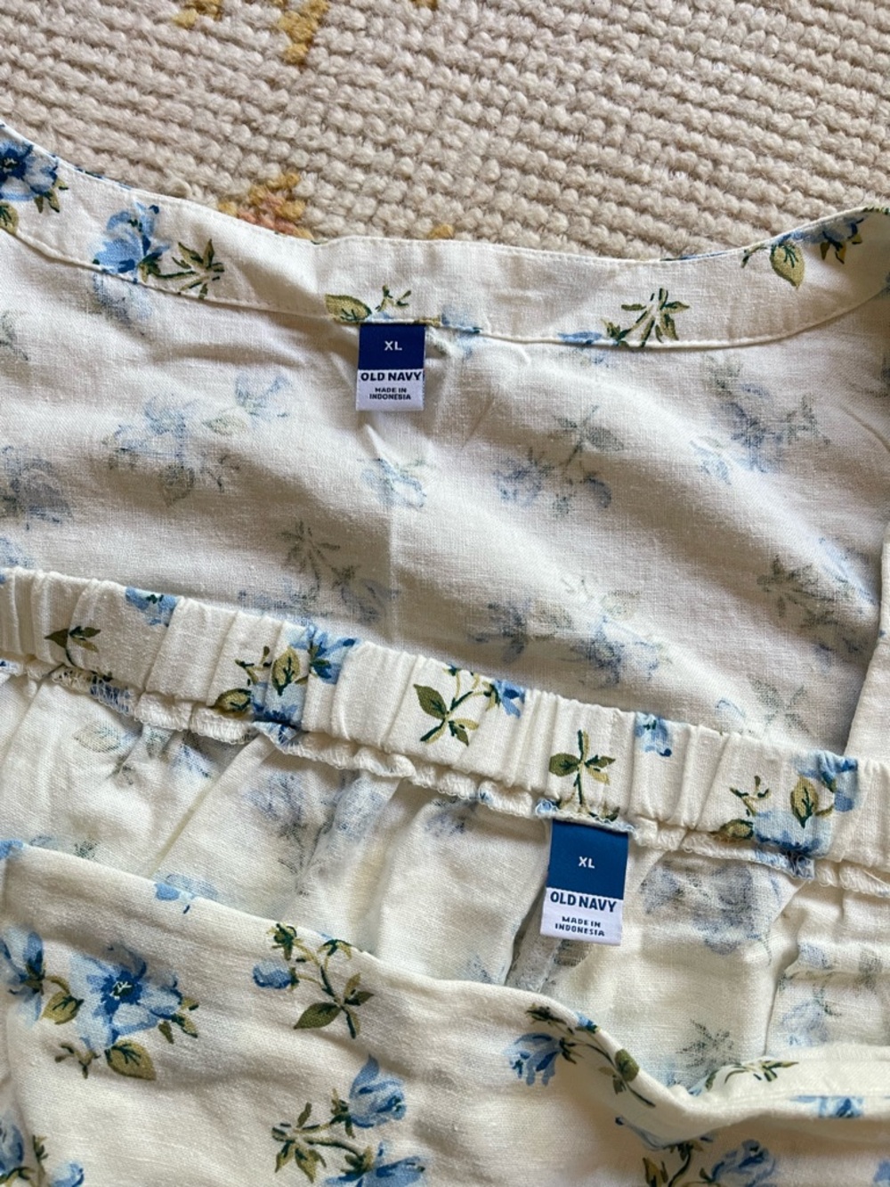 Women's Floral White and Blue Linen Top & Mini Skort - Picture 4 of 6